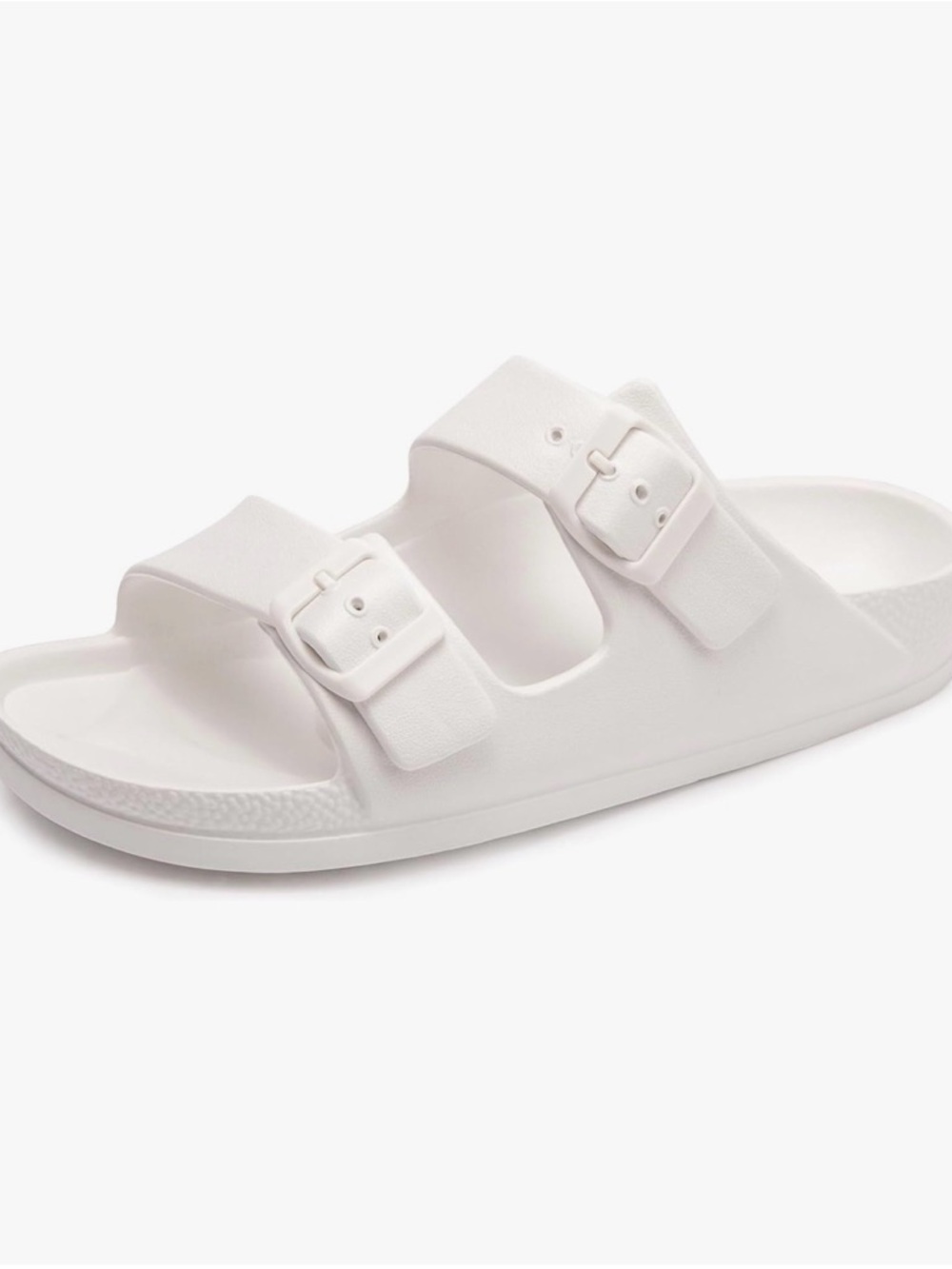 Classic Double-Buckle Slide Sandals in White waterproof
